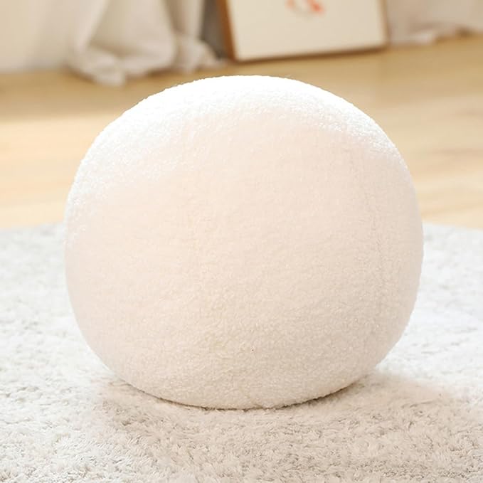 12 Inch Round Hugging Pillow Plush Toy Soft Plushies Throw Pillows Kids' First Ball Plush Toys for Home Decor Or Gift for Kids and Lovers (White)