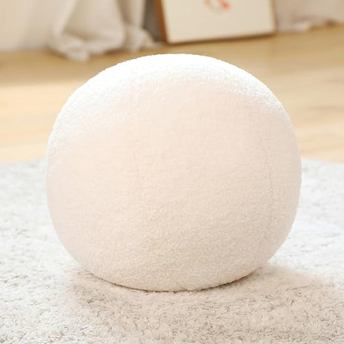 12 Inch Round Hugging Pillow Plush Toy Soft Plushies Throw Pillows Kids' First Ball Plush Toys for Home Decor Or Gift for Kids and Lovers (White)