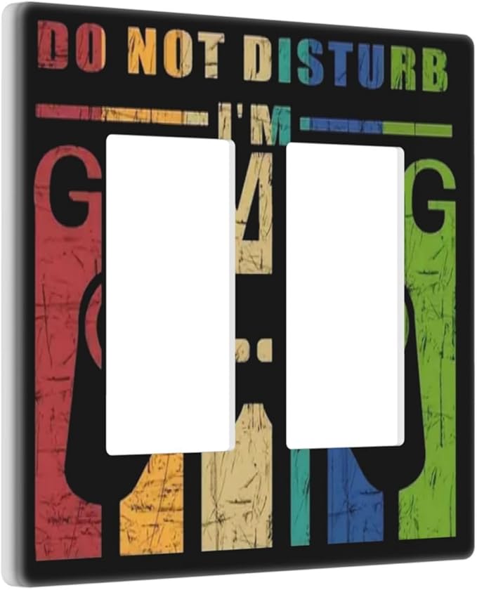 Game Videos Gaming Playing 2 Gang Double Rocker/Decora Light Switch Cover Decorative Outlet Wall Plate Electrical Faceplate Home Family Art Decor Screwless