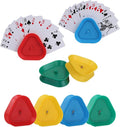 Playing Card Games Holder,8 Pack Triangle Shaped Hands-Free Playing Card Holder for Kids,Adults,Seniors,Poker Parties,Family Card Game Nights&Classroom Activities,4 Colors,Set of 8