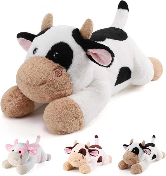 gnomantic Cow Weighted Stuffed Animals - 12 Inch 1.0 Pounds Weighted Plushies Cow Stuffed Animals - Small Plush Pillow - Cute Plush Toys Gifts for Kids & Adults (12" 1.0 lbs)