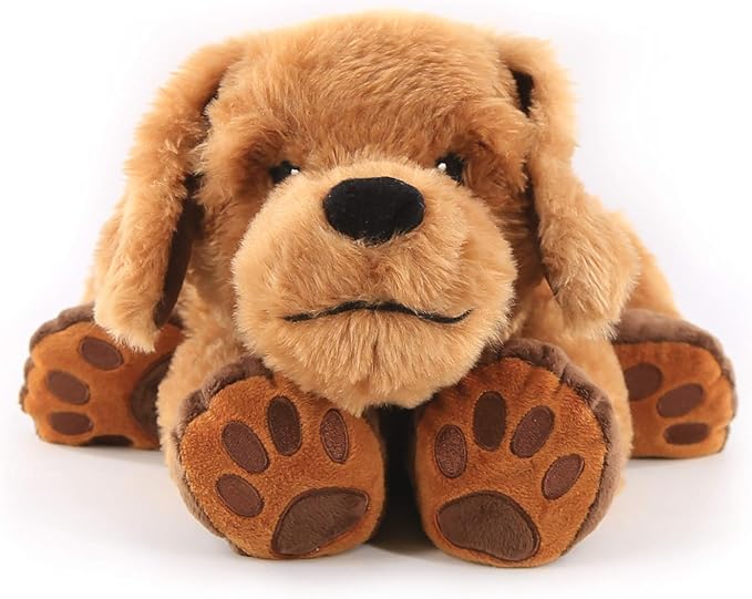 ROYLCO Theo The Sensory Companion Dog, Stuffed Animal, 2.5 lbs, Sensory Toy, Soft Fur, Heat/Cool Pack, Stuffed Animal for Children & Adults Brown