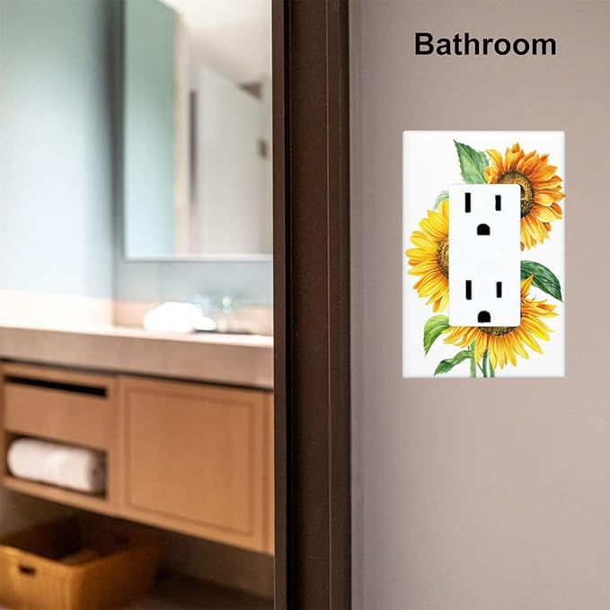 Watercolor Sunflower 1-Gang Rocker Wall Plate, Sunflower Bouquet Switch Plate for Living Room, Bedroom, Bathroom & Sunroom