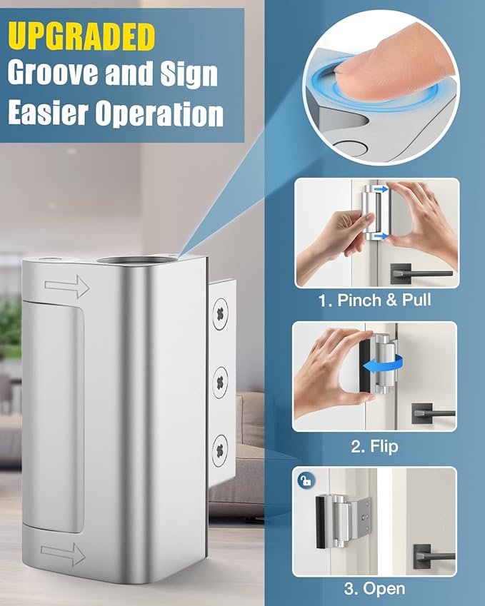 Home Security Door Lock Child Proof Door Reinforcement Lock for Kids Safety Withstand 800lbs Metal Door Lock Security Front Child Safety Door Latch Lock Top High Security Door Locks for Interior Lock