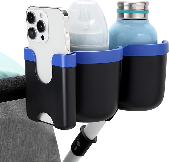 Accmor Stroller Cup Holder with Phone Holder, Bike Cup Holder, Universal Cup Holder for Uppababy Nuna Doona Strollers, 2-in-1 Cup Phone Holder for Stroller Bike Accessory