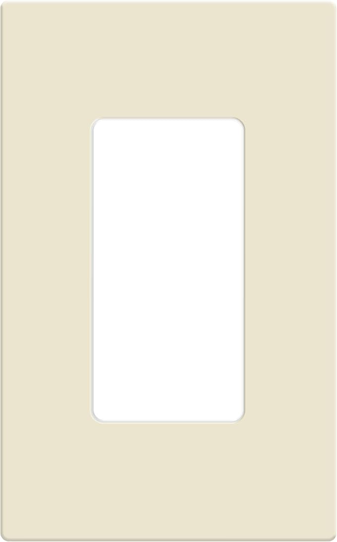 ENERLITES Screwless Decorator Wall Plates Child Safe Outlet Covers, Size 1-Gang 4.68" H x 2.93” L, Unbreakable Polycarbonate Thermoplastic, SI8831-LA, Glossy, Light Almond