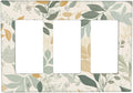 Boho Watercolor Leaves 3 Gang Rocker Outlet Covers Triple Rocker Light Switch Cover Watercolor Green Botanical Wall Plate Decorative Faceplate for Bedroom Kitchen Living Room Decor