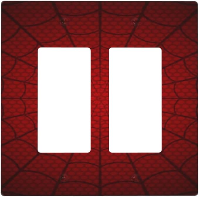 Outlet Covers Red Black Spider Web 1 Gang Duplex Light Switch Cover Plate Decorative Wall Plates Electrical Switchplate Receptacle for Kids Room Home Decor（2 Pack）