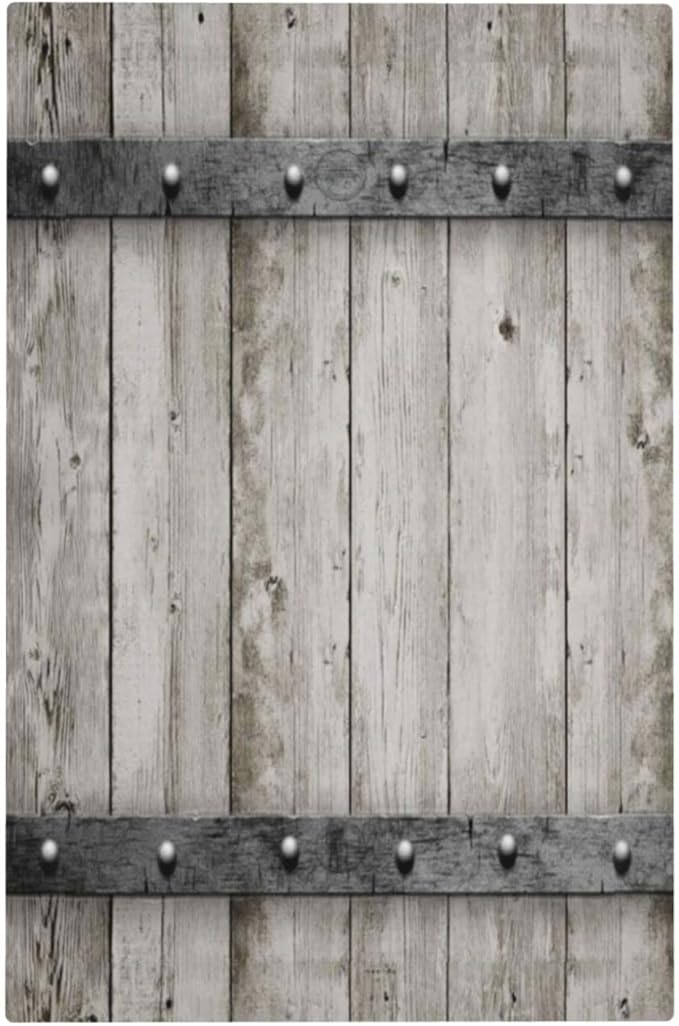 Farmhouse Grey Wood Barn Door Single Blank Wall Plates Decorative Light Switch Cover Barn Door Wood No Device Faceplate for Bathroom Bedroom Home （Plastic）