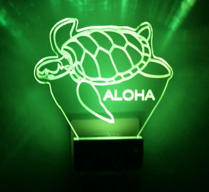 Night Light Multi Color Personalized LED Plug-in, Ultra-Slim Touch Night Light Smart Dusk to Dawn Sensor, Kids Children's Bedroom Kitchen Bathroom Hallway Play Room Variations (Sea Turtle)