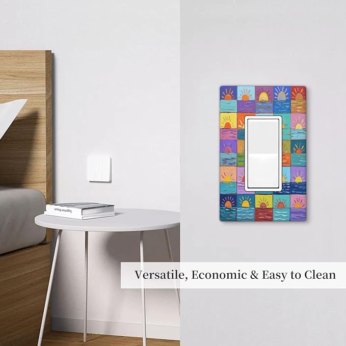 Sunrise Single Rocker Wall Plate Decorative 1 Gang Light Switch Covers Electrical Switchplate Home Decorate Faceplat for Bathroom Bedroom Kitchen Room 4.5 x 2.76 Inch