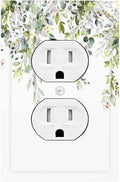 Outlet Covers Green Eucalyptus Leaves Floral Wildflower 1 Gang Duplex Light Switch Cover Decorative Switch Plates Electrical Receptacle Faceplate Wall Plate For Bed Room Living Room Decor