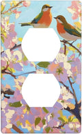 Bird Flower Single Duplex Receptacle Outlet Cover Wall Plate Decorative 1 Gang Light Switch Covers Electrical Switchplate Home Decorate Faceplat for Bathroom Bedroom Kitchen Room 4.5 x 2.76 Inch