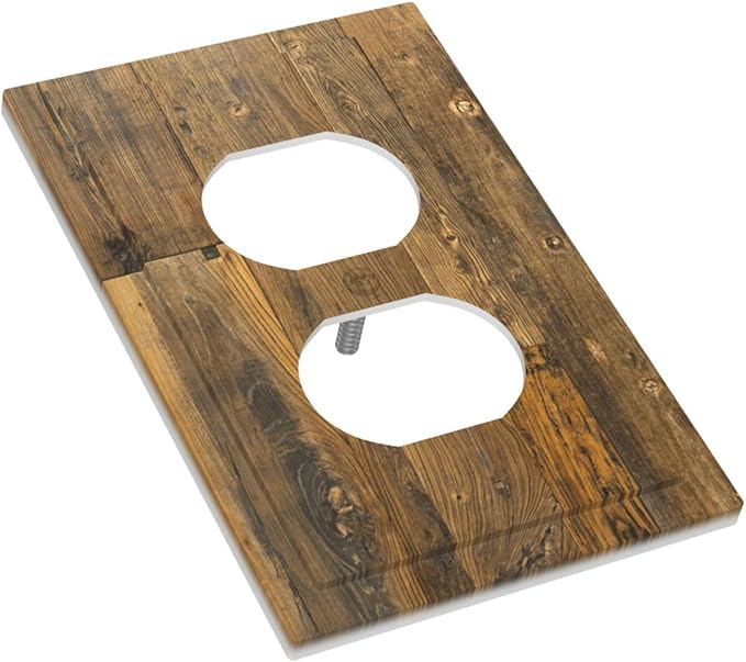 Brown Wood Vintage Rustic Old Board Outlet Covers 1 Gang Duplex Light Switch Cover Decorative Switch Plates Electrical Receptacle Faceplate Wall Plate for Farmhouse Home Decor