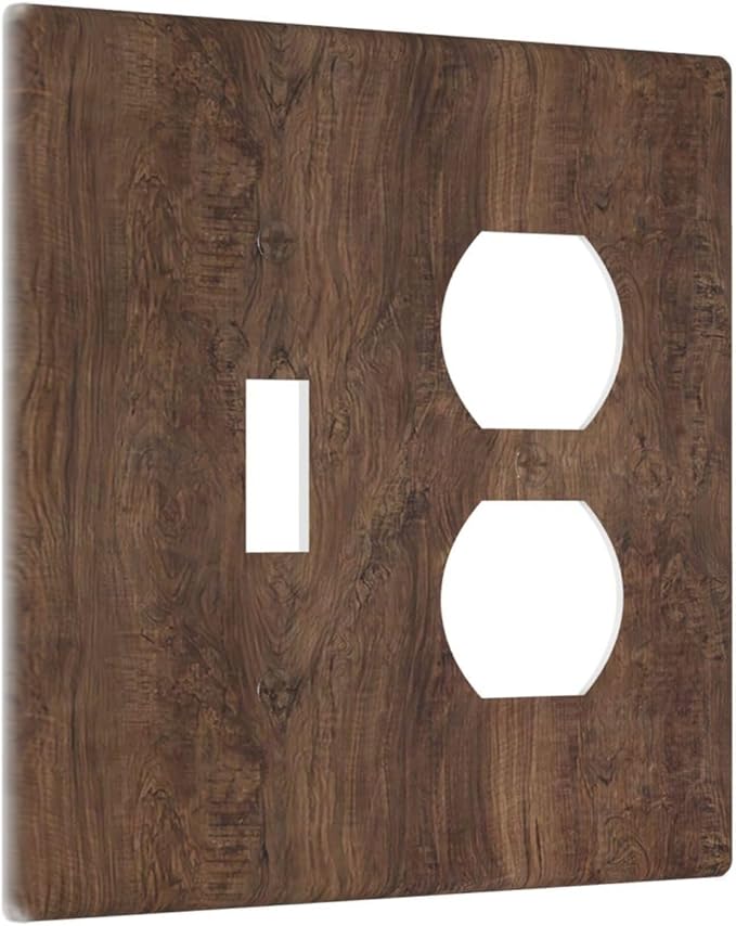 Wallplates Rustic Vintage Wood Grain Brown 1 Toggle 1 Duplex Switch Plate Electrical GFCI Faceplate Decorative Light Switch Covers for Farmhouse Cabin Decor