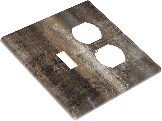 Outlet Covers Tan Brown Rustic Abstract Wood Vintage Wooden 2 Gang Decorative Switch Plates 1 Toggle Duplex Combo Light Switch Cover GFCI Socket Cover WallPlates for Farmhouse Home Decor