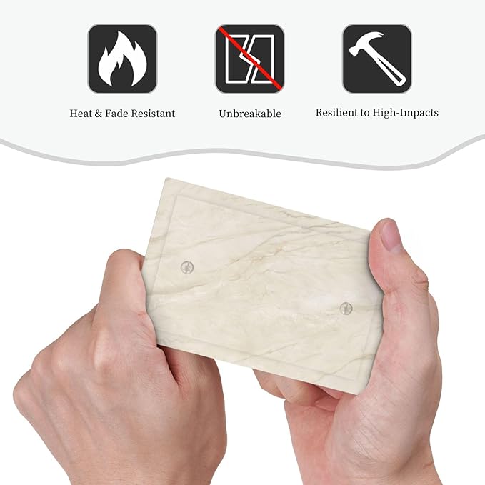 White Taupe Marble Abstract Luxury Light Switch Cover Plate 1 Gang No Device Blank Electrical Wall Plates Faceplate Decorative Switch Plate Covers for Bathroom Kitchen Home Decor