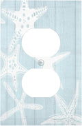 Beach Starfish Vintage Wood Rustic Country Ocean Outlet Covers 1 Gang Duplex Light Switch Cover Decorative Switch Plates Electrical Receptacle Faceplate Wall Plate for Farmhouse Kids Room Decor