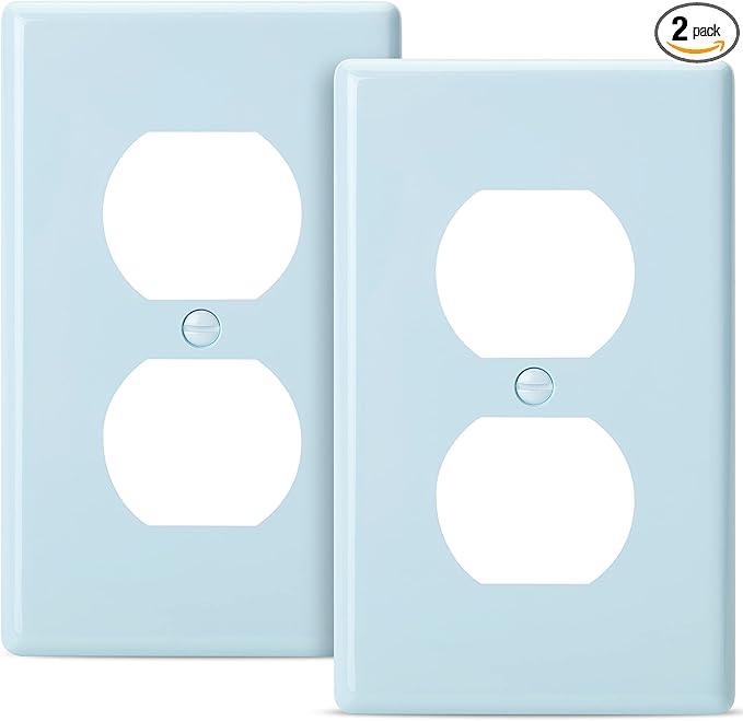 Bates- Duplex Receptacle Wall Plates, 2 Pack, Blue Electrical Outlet Cover Plates, Electric Outlet Cover, Wall Outlet Cover, Outlet Plate, Outlet Wall Plate, Wall Outlet Cover Plate