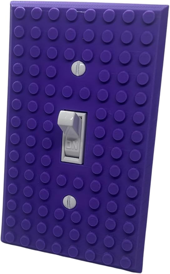 Brick Wall Plate, Single Toggle Light Switch Cover for Kids Bedroom, Game Room, 1-Gang (Purple)