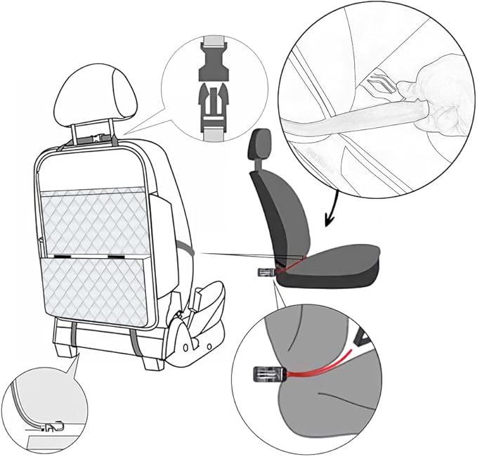 TAIKOO Seat Back Protector + Large Capacity Pocket Storage Organizer,Preventing the Impact of Children Stepping on the Seat Backrest (Cream White)