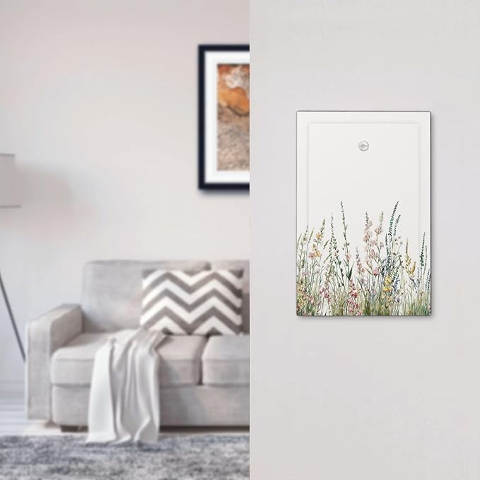 Light Switch Cover Plate Boho Wildflower Green Leaves Rustic Floral Botanical 1 Gang No Device Blank Electrical Wall Plates Faceplate Decorative Switch Plate for Bedroom living Room Decor