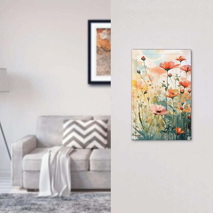 Vintage Red Orange Yellow Poppy Floral Flowers Light Switch Cover Plate 1 Gang No Device Blank Electrical Wall Plates Faceplate Decorative Switch Plate Covers for Bedroom Living Room Decor