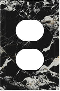 Black Marble Patterns Low Key Luxurious Outlet Covers 1 Gang Duplex Light Switch Cover Decorative Switch Plates Electrical Receptacle Faceplate Wall Plate for Bathroom Kitchen Decor