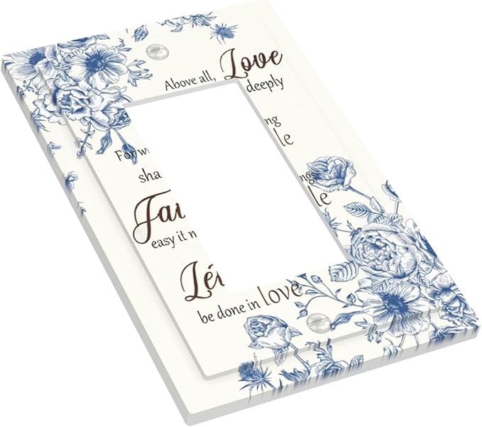 Decorative Outlet Covers Inspirational Quotes Blue Flower Floral 1 Gang Rocker Light Switch Cover Plate Single Wall Plates for Electrical Outlets Switch Plate Covers Faceplate for Home Decor