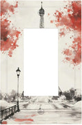Parisian Watercolor Eiffel Tower Single Rocker Switch Cover - 1-Gang Standard US Size Paris Cherry Blossoms Romantic Light Switch Covers, Vintage French Watercolor for Bedroom Decor