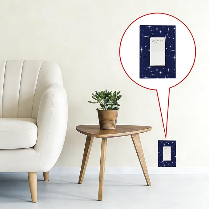 Starry Night Single Rocker Switch Cover - 1-Gang Standard US Size Celestial Sparkle Light Switch Covers, Midnight Galaxy Cosmic Glow for Bedroom & Nursery