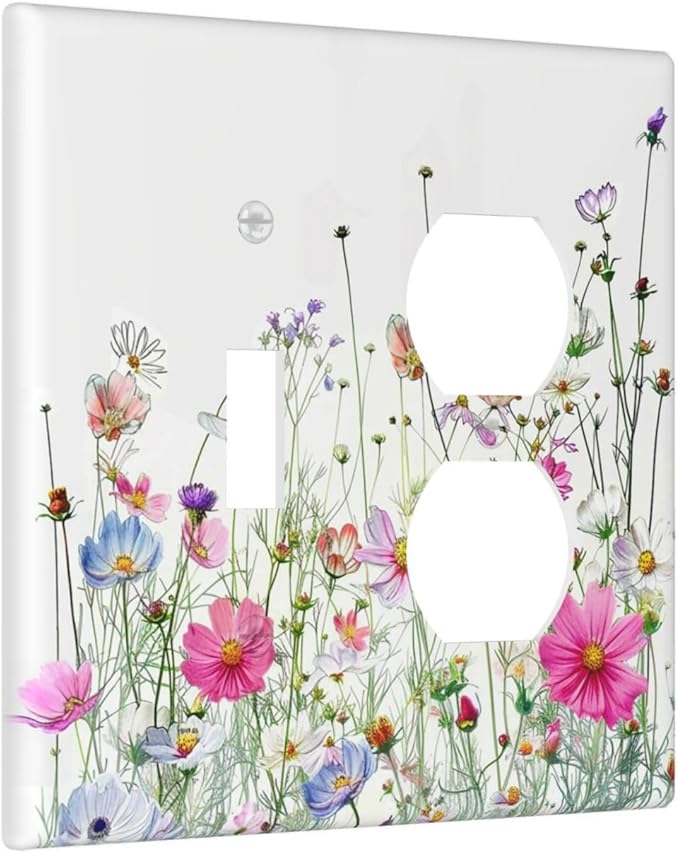 Wallplates Boho Colorful Flowering Plant Wild Flower 1 Toggle 1 Duplex Switch Plate Electrical Gfci Faceplate Decorative Light Switch Covers For Bed Room Living Room Decor