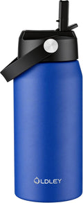 Oldley 18oz Insulated Water Bottle with Straw, Stainless Steel Water Bottle for Sports, Travel, School, BPA-Free Sports Bottles for Adult Kids, Leak-Proof, Klein Blue
