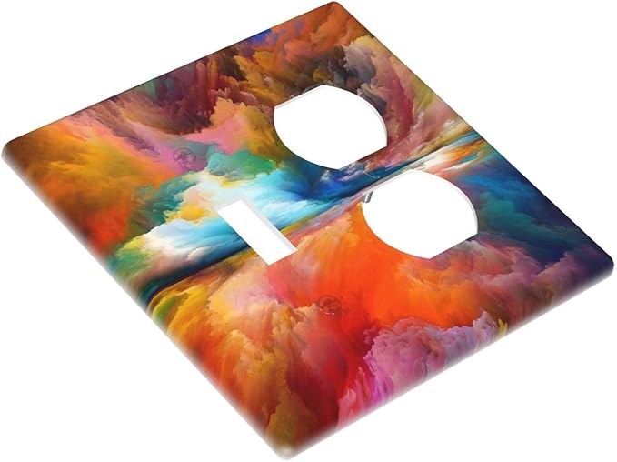 Decorative Outlet Covers Colorful Sunset Watercolor Clouds 2 Gang Wall Plate Single Toggle Duplex Light Switch Cover Switch Plate Covers Faceplate for Bedroom Home Decor