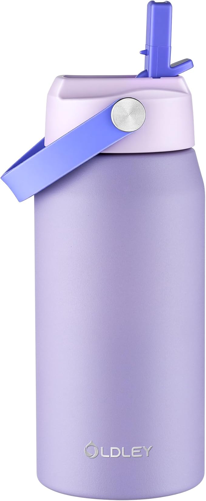 Oldley 18oz Insulated Water Bottle with Straw, Stainless Steel Water Bottle for Sports, Travel, School, BPA-Free Sports Bottles for Adult Kids, Leak-Proof, Purple