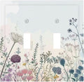 Colorful Wildflower Watercolor Dandelion Floral Decorative Switch Plates 2 Gang Double Toggle Outlet Light Switch Cover Wall Plate Electrical Faceplate For Cabin Home Decor