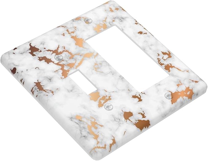 Lexury White Red Golden Marble 2 Gang Single Toggle/Rocker Combination Light Switch Cover Decorative Wall Plate Cover Electrical Faceplate Art Oil Painting Decor
