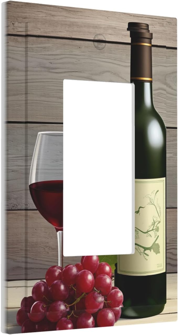 Rustic Wine & Grape Vineyard Scene Single Rocker Switch Cover - 1-Gang Standard US Size Wine Lover's Home Light Switch Covers for Kitchen Decor