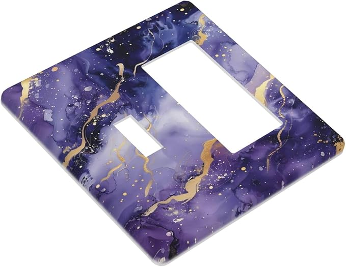 Decorative Outlet Covers Modernity Abstract Purple Golden Marble 2 Gang 1 Gang Wall Plate Cover Single Toggle Rocker Combination Light Switch Plate Covers Jumbo Switch Cover Plate