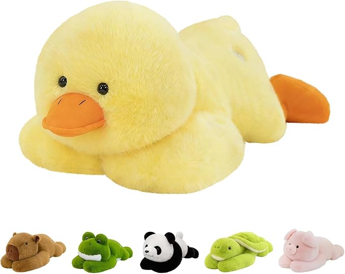 QUIRAI Weighted Stuffed Animals Duck Plush, 24" | 3.3 lb Duck Stuffed Animal, Pillowfort Weighted Plush Animals & Cute Plushies Gifts for Kids Adults