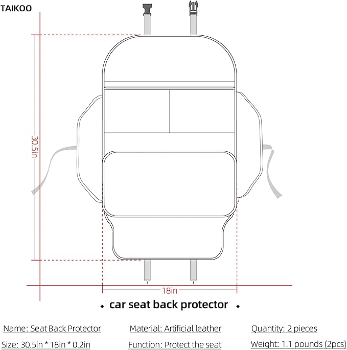 TAIKOO Back Seat Protector,Preventing the Impact of Children Stepping on the Seat Backrest,Beautiful appearance and easy to clean,black (Cream White -2 pcs)