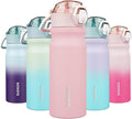 BJPKPK Water Bottle with Straw 18oz Insulated Water Bottles Reusable Stainless Steel Metal Thermal Flask with Leak Proof Lockable Lid and Carry Handle,Light Pink