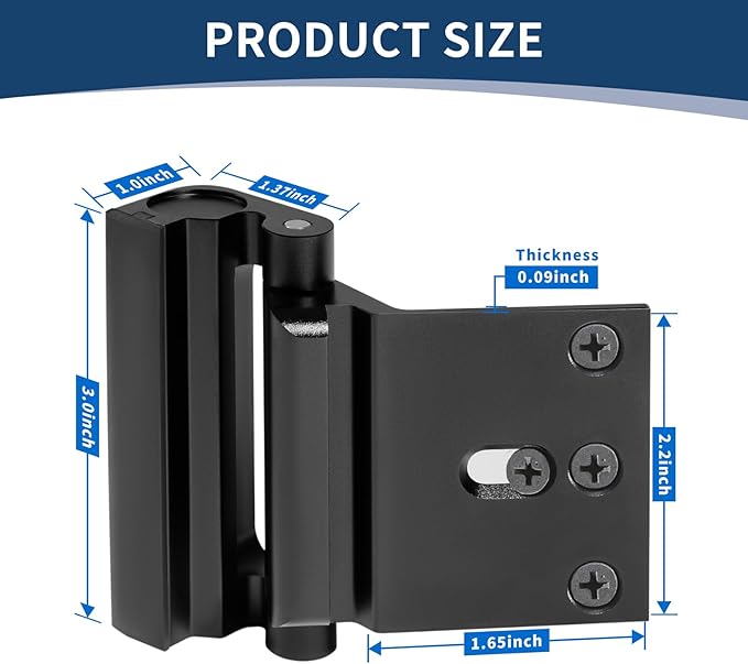3Pcs Door Reinforcement Lock, Door Locks for Kids Safety, Door Safety Locks from Inside, Withstand 800lbs Force-Enhance Home Security(Black)