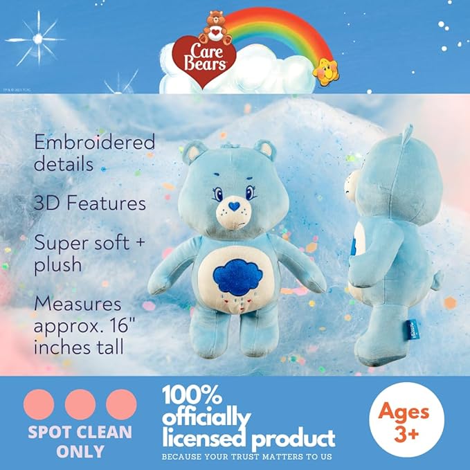Care Bears Grumpy Bear Bedding Super Soft Cozy Decorative Pillow, (Officially Licensed Product) By Franco Collectibles