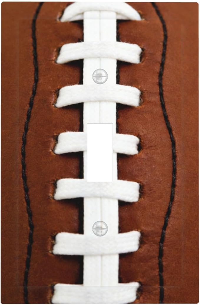 Football Laces 1-Gang Toggle Light Switch Plate, Game Day Sports Fan Vintage Leather Texture Decorative Wall Plate for Boys Room
