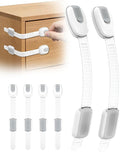 8 Packs Cabinet Locks Baby Proofing, Child Proof Cabinet Locks with 3M Adhesive, No-Drill Child Safety Cabinet Lock, Flexible for Drawer, Door, Fridge, Trashcan, Toilet Seat, Pantry
