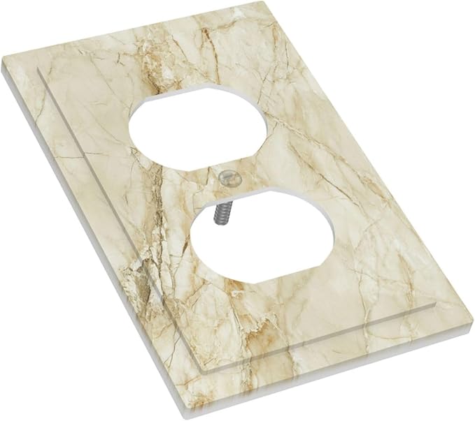 Outlet Covers Creamy Beige Marble Abstract Minimalism 1 Gang Duplex Light Switch Cover Plate Decorative Wall Plates Socket Cover Electrical Switchplate for Bathroom Home Decor