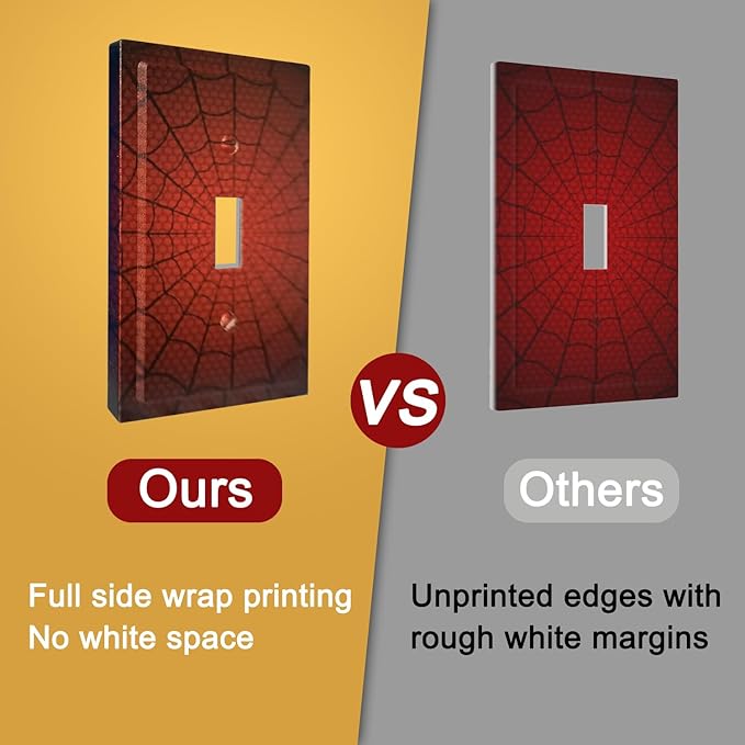 Outlet Covers Red Black Spider Web 1 Gang Duplex Light Switch Cover Plate Decorative Wall Plates Electrical Switchplate Receptacle for Kids Room Home Decor（2 Pack）