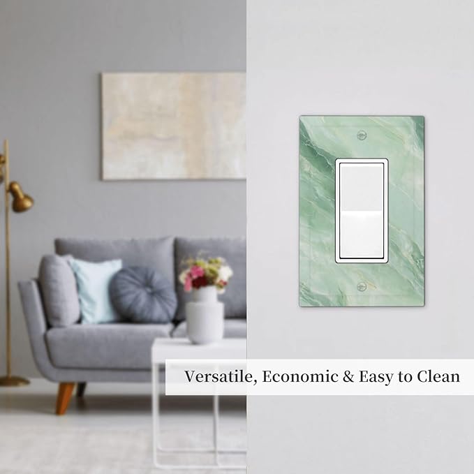Outlet Covers Green Marble Luxury Abstract 1 Gang Duplex Light Switch Cover Plate Decorative Wall Plates Electrical Switchplate Receptacle for Bathroom Bedroom Decor（2 Pack）