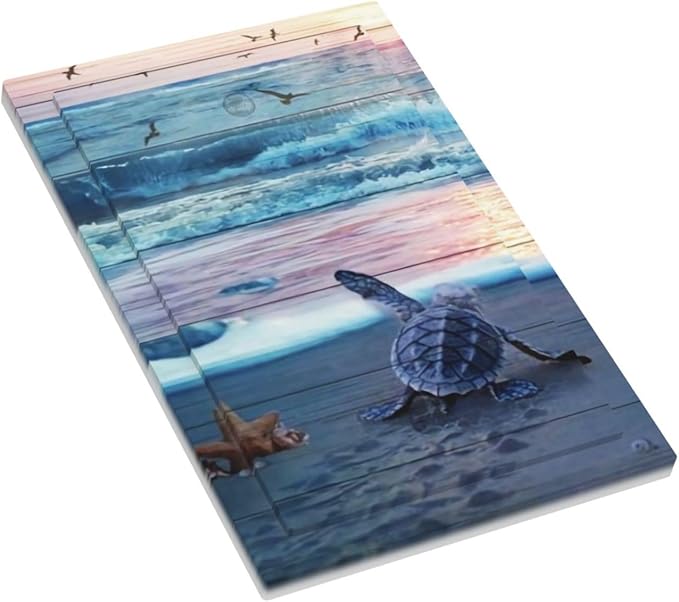 1-Gang No Device Decorative Blank Receptacle Wall Plate Beach Wave Sea Ocean Turquoise Teal Blue Turtle Seashell Coastal Light Switch Jumbo Size Electrical Face Plate Cover for Unused Outlets/Switches